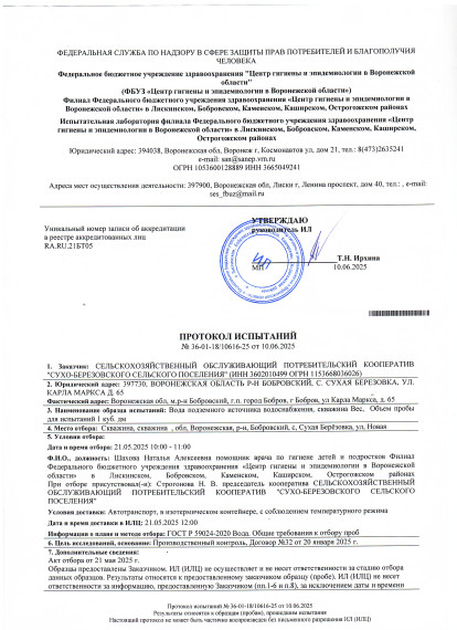Протокол испытаний №36-01-18/10616-25 от 10.06.2025. Протокол испытаний №36-01-18/10616-25 от 10.06.2025.